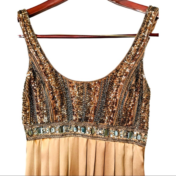 Sue Wong Silk Copper Cocktail Dress - Picture 7 of 12